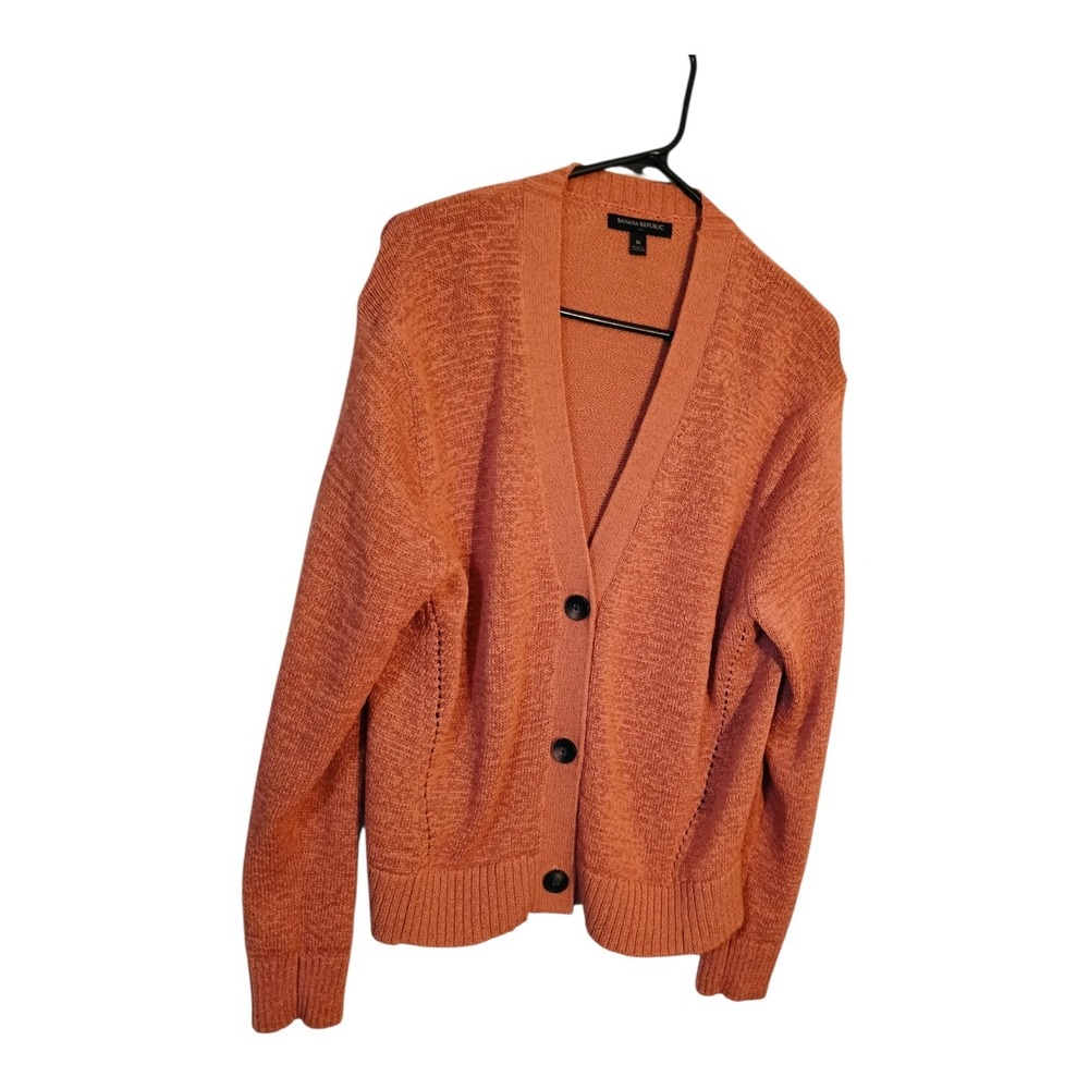 Banana Republic Cardigan Sweater Women's M Terracotta Long Sleeve Button Front
